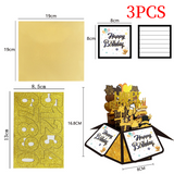 3PCS-Black Gold Glitter DIY Number Birthday Box 3D Pop Up Card, Age Birthday Greeting Card In Australia - Darrahopens