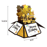 3PCS-Black Gold Glitter DIY Number Birthday Box 3D Pop Up Card, Age Birthday Greeting Card