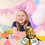 3PCS-Black Gold Glitter DIY Number Birthday Box 3D Pop Up Card, Age Birthday Greeting Card