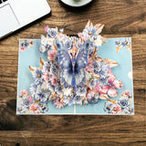 2PCS-Blue Floral Butterfly 3D Pop Up Card, Elegant Flower Butterfly All Occasion Greeting Card In Australia - Darrahopens