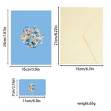 2PCS-Blue Floral Butterfly 3D Pop Up Card, Elegant Flower Butterfly All Occasion Greeting Card