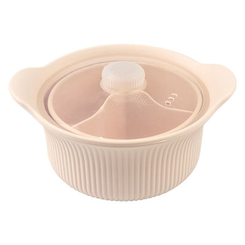 Food-Grade Silicone Divided Steamer Pot, Double-Handled Stew Pot with Lid, 1250ml, for Home Diet Cooking—Beige In Australia - Darrahopens