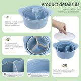 Food-Grade Silicone Divided Steamer Pot, Double-Handled Stew Pot with Lid, 1250ml, for Home Diet Cooking—Blue In Australia - Darrahopens