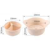 Food-Grade Silicone Divided Steamer Pot, Double-Handled Stew Pot with Lid, 1250ml, for Home Diet Cooking—Blue