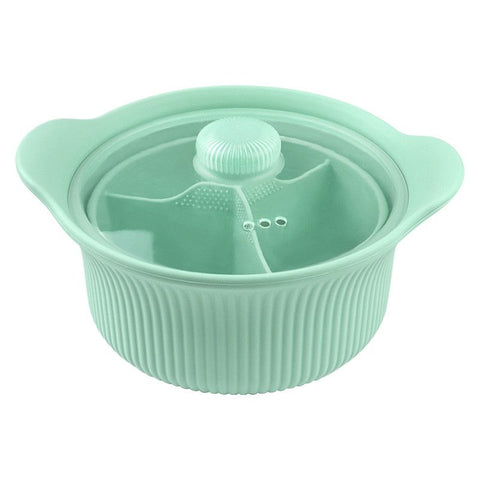 Food-Grade Silicone Divided Steamer Pot, Double-Handled Stew Pot with Lid, 1250ml, for Home Diet Cooking—Green In Australia - Darrahopens
