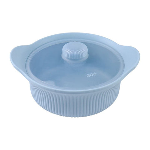 600 mL Food-Grade Silicone Steamer Pot, Single-Serving Cookware for Microwave & Air Fryer—Blue