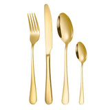 24-Piece Stainless Steel Tableware Set, Mirror-Polished Steak Knife, Fork, and Spoon Cutlery—Green