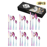 24-Piece Stainless Steel Tableware Set, Mirror-Polished Steak Knife, Fork, and Spoon Cutlery—Multicolor In Australia - Darrahopens