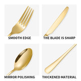 24-Piece Stainless Steel Tableware Set, Mirror-Polished Steak Knife, Fork, and Spoon Cutlery—Pink