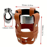 Adjustable Double-Layer PU Leather Bike Cup Holder, Universal Water Bottle Rack for Bicycles, E-bikes—Black