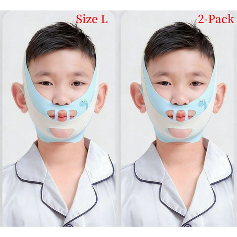 Size L - Kids' Mouth Breathing Correction Strap, Anti-Open-Mouth Sleep Chin Support Band, 2-Pack - Blue In Australia - Darrahopens