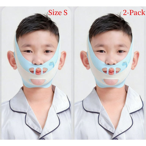 Size S - Kids' Mouth Breathing Correction Strap, Anti-Open-Mouth Sleep Chin Support Band, 2 Pcs - Blue In Australia - Darrahopens