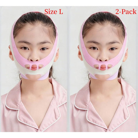 Size L - Kids' Mouth Breathing Correction Strap, Anti-Open-Mouth Sleep Chin Support Band, 2-Pack - Pink In Australia - Darrahopens