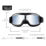 Vintage Harley Motorcycle Riding Goggles, Windproof Eyewear for Electric Bikes & Off-Road—Black Frame, Gray Lenses