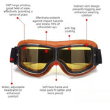 Vintage Harley Motorcycle Riding Goggles, Windproof Eyewear for Electric Bikes & Off-Road—Black Frame, Gray Lenses