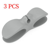 Silicone Cable Winder Organizer 3-Pack, Power Cord Holder, Wall Wire Clip, Data Cable Storage Clamp—Gray