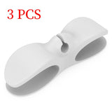 Silicone Cable Winder Organizer 3-Pack, Power Cord Holder, Wall Wire Clip, Data Cable Storage Clamp—White