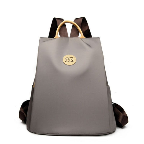 Nylon Anti-Theft Backpack, Large-Capacity Water-Resistant Travel Laptop Bag, Daily Commute Rucksack—Gray
