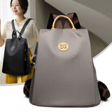 Nylon Anti-Theft Backpack, Large-Capacity Water-Resistant Travel Laptop Bag, Daily Commute Rucksack—Gray