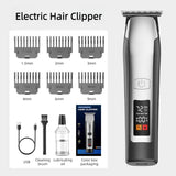 Smart Digital Display Hair Clipper, Rechargeable and Washable for Home and Barbershop Use—Black