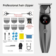 Professional Electric Hair Clipper Set, Type-C Rechargeable Hair Trimmer for Salons, Home Use, Adults & Kids—Black