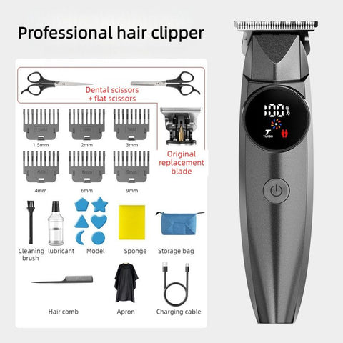 Professional Electric Hair Clipper Set, Type-C Rechargeable Hair Trimmer for Salons, Home Use, Adults & Kids—Black