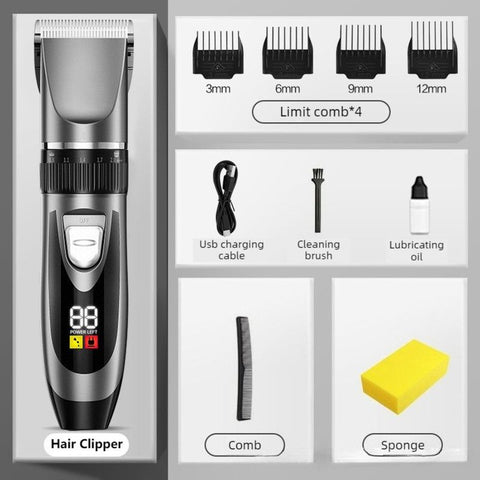 Digital Display Electric Hair Clipper, Rechargeable Hair Trimmer for Adults & Kids, Hair Cutting Machine—Black In Australia - Darrahopens