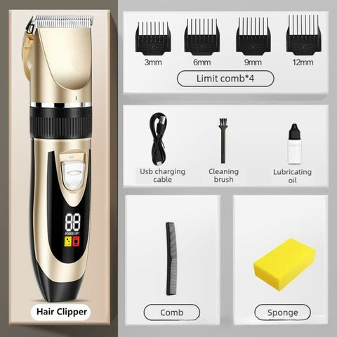 Digital Display Electric Hair Clipper, Rechargeable Hair Trimmer for Adults & Kids, Hair Cutting Machine—Gold In Australia - Darrahopens