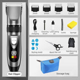 Digital Display Electric Hair Clipper, Rechargeable Hair Trimmer for Adults & Kids, Multiple Attachments—Black In Australia - Darrahopens