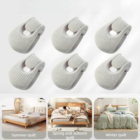 Flocked Needle-Free Quilt Fasteners, Shell Anti-Slip Clips, Duvet Sheet Holder Clips (6-Piece Pack) - Gray In Australia - Darrahopens