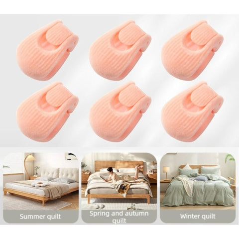 Flocked Needle-Free Quilt Fasteners, Shell Anti-Slip Clips, Duvet Sheet Holder Clips (6-Piece Pack)—Pink In Australia - Darrahopens