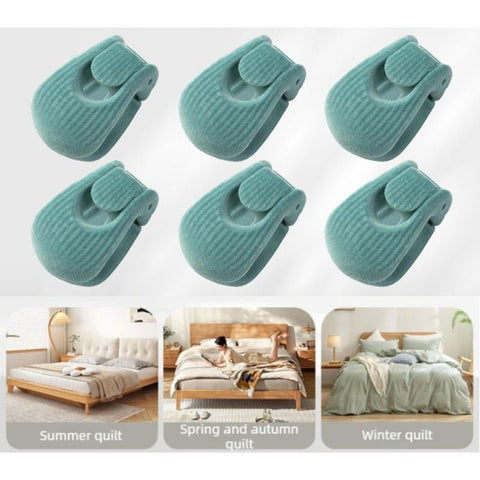 Flocked Needle-Free Quilt Fasteners, Shell Anti-Slip Clips, Duvet Sheet Holder Clips (6-Piece Pack) - Light Green In Australia - Darrahopens