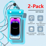 2 PCS Floating Airbag Phone Waterproof Pouch, IPX8 Touch Screen, Phone Case for Drifting and Outdoor Sports - Blue In Australia - Darrahopens