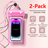 2 PCS Floating Airbag Phone Waterproof Pouch, IPX8 Touch Screen, Phone Case for Drifting and Outdoor Sports - Pink In Australia - Darrahopens