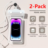2 PCS Floating Airbag Phone Waterproof Pouch, IPX8 Touch Screen, Phone Case for Drifting and Outdoor Sports - White In Australia - Darrahopens