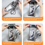 2 PCS Floating Airbag Phone Waterproof Pouch, IPX8 Touch Screen, Phone Case for Drifting and Outdoor Sports - White