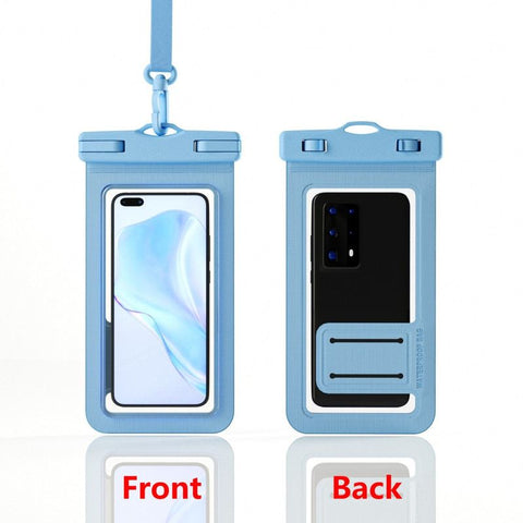 Single-Hand Selfie Phone Waterproof Pouch, High-Sensitivity Touch Screen, for Snorkeling and Surfing—Blue