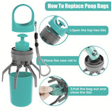 Orange - 6-Claw Portable Pet Poop Picker, Outdoor Pet Poop Pick-Up Tool, Plus a Free Roll of Trash Bags