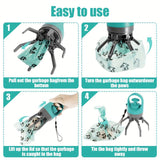 Orange - 6-Claw Portable Pet Poop Picker, Outdoor Pet Poop Pick-Up Tool, Plus a Free Roll of Trash Bags