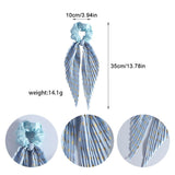 Printed Pleated Scarf Scrunchie, Elegant Long Ribbon Hair Tie for Women's Ponytail Hair Accessories (3 Pcs) - Pink