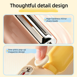 Storage-Type Vegetable Peeler, One-Button Pop-Up to Prevent Peel Splashing, Stainless Steel Fruit Peeling Tool—Pink