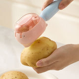 Storage-Type Vegetable Peeler, One-Button Pop-Up to Prevent Peel Splashing, Stainless Steel Fruit Peeling Tool—Yellow