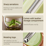 Rotatable Vegetable Peeler with Peel Storage Container, Anti-Splash Stainless Steel Peeling Tool—Yellow