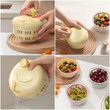 Hand-Crank Fruit & Vegetable Spinner, Manual Salad Dryer, Kitchen Washing and Draining Basket—Gray