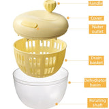 Hand-Crank Fruit & Vegetable Spinner, Manual Salad Dryer, Kitchen Washing and Draining Basket—Yellow