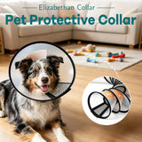 Classic Elizabethan Collar - Anti-Licking Collar - Multiple Sizes - Adjustable - Bite-Resistant - Transparent - Flea & Tick Prevention & Anti-Licking - Velcro Closure - For Cats & Dogs -22-26CM - 1 Piece