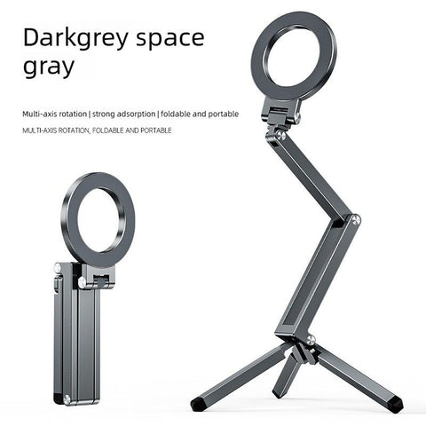 Multi-Axis Foldable Magnetic Phone Tripod Portable Travel MagSafe Compatible Cell Phone Desktop Mount Adjustable Angle Stand