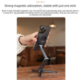 Multi-Axis Foldable Magnetic Phone Tripod Portable Travel MagSafe Compatible Cell Phone Desktop Mount Adjustable Angle Stand