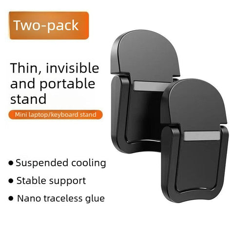2‑Pack One‑Level Foldable Laptop Stand Invisible Portable Notebook Cooling Feet with Nano Adhesive for Desk Use-Black In Australia - Darrahopens