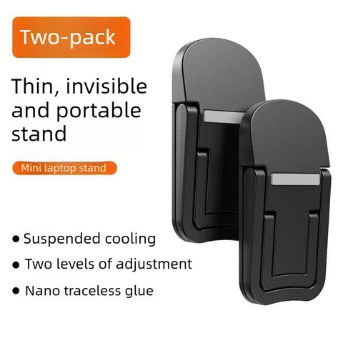 2‑Pack Two‑Level Adjustable Foldable Laptop Stand Invisible Portable Notebook Cooling Feet Nano Sticker for Office Travel-Black